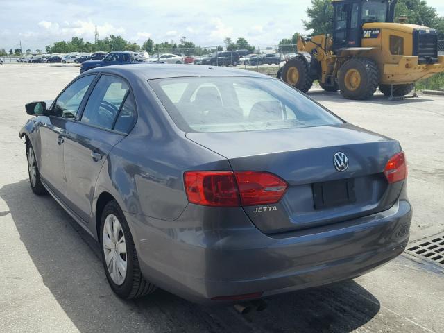 3VW2K7AJ6CM351724 - 2012 VOLKSWAGEN JETTA BASE Մոխրագույն լուսանկար 3
