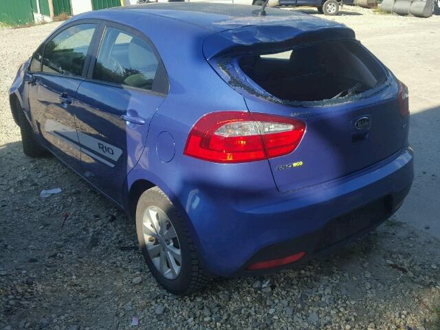 KNADN5A31D6121192 - 2013 KIA RIO EX/SX BLUE photo 3