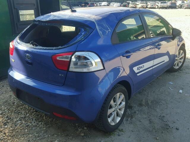 KNADN5A31D6121192 - 2013 KIA RIO EX/SX BLUE photo 4