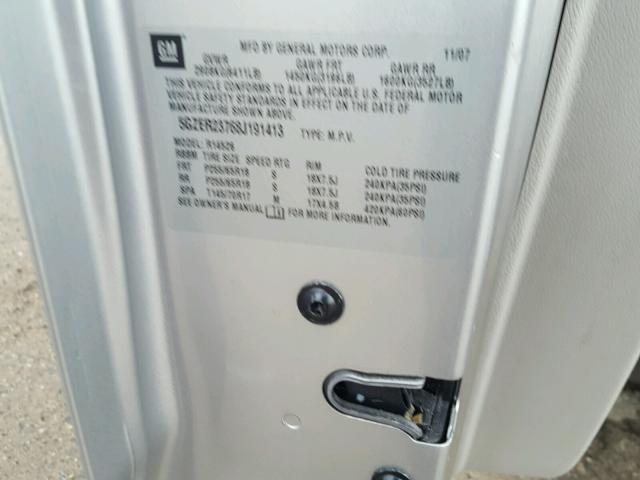 5GZER23768J191413 - 2008 SATURN OUTLOOK XR ვერცხლისფერი ფოტო 10