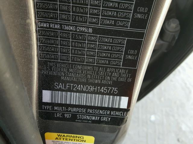 SALFT24N09H145775 - 2009 LAND ROVER LR2 HSE TE GRAY photo 10