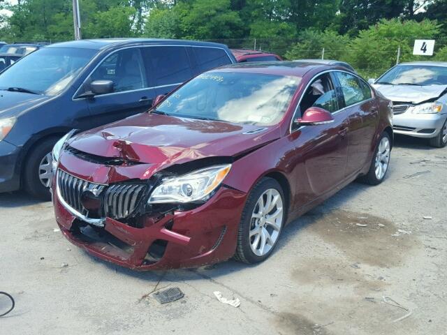 2G4GV5GX2G9164166 - 2016 BUICK REGAL GS MAROON photo 2