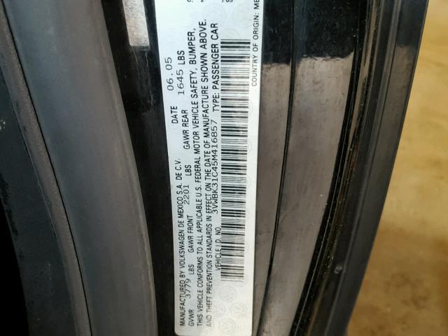 3VWBK31C45M416857 - 2005 VOLKSWAGEN NEW BEETLE 黑色 照片 10