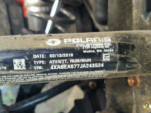 4XASEA577JA243524 - 2018 POLARIS SPORTSMAN RED photo 10