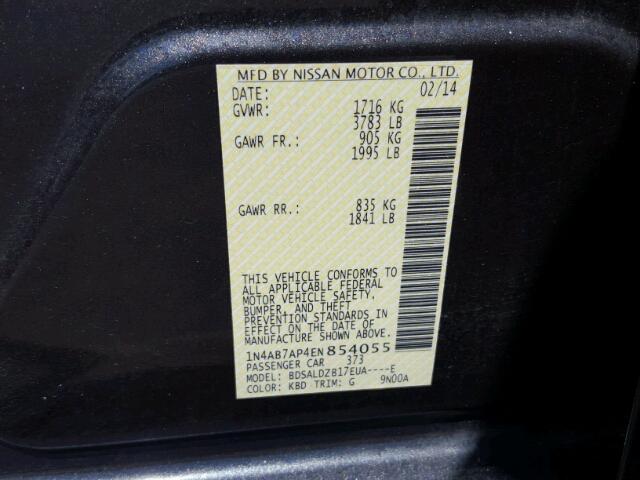 1N4AB7AP4EN854055 - 2014 NISSAN SENTRA S/S GRAY photo 10