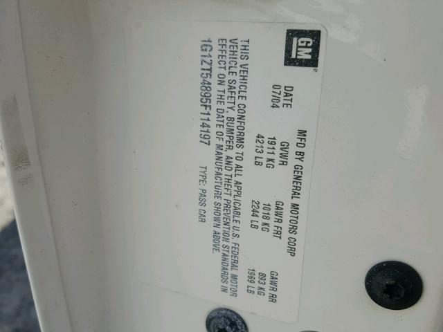 1G1ZT54895F114197 - 2005 CHEVROLET MALIBU LS WHITE photo 10