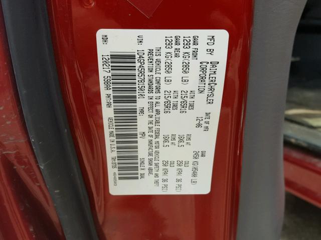 1D4GP45R57B150101 - 2007 DODGE CARAVAN SX RED photo 10