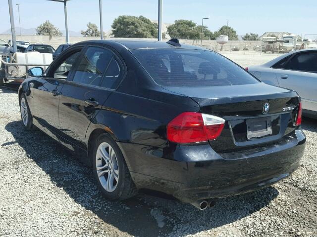 WBAVC53558FZ87766 - 2008 BMW 328I SULEV BLACK photo 3