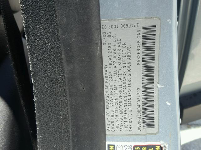 WVWRH63B04P054203 - 2004 VOLKSWAGEN PASSAT GLX 蓝色 照片 10