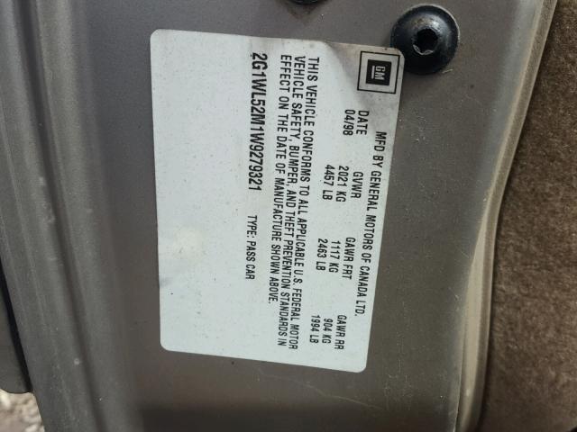 2G1WL52M1W9279321 - 1998 CHEVROLET LUMINA BAS 银色 照片 10