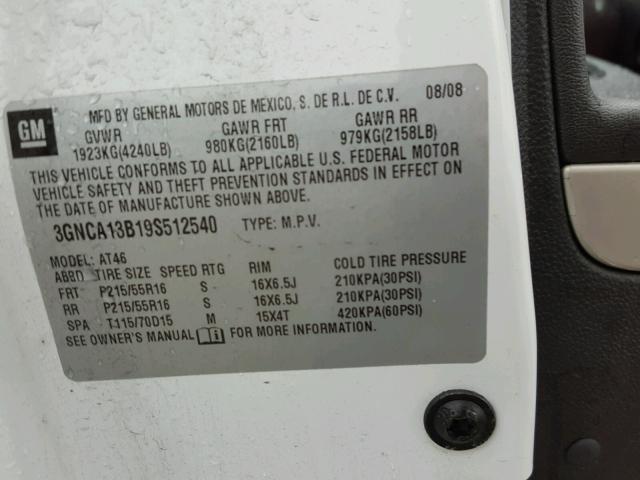 3GNCA13B19S512540 - 2009 CHEVROLET HHR LS Blanco foto 10