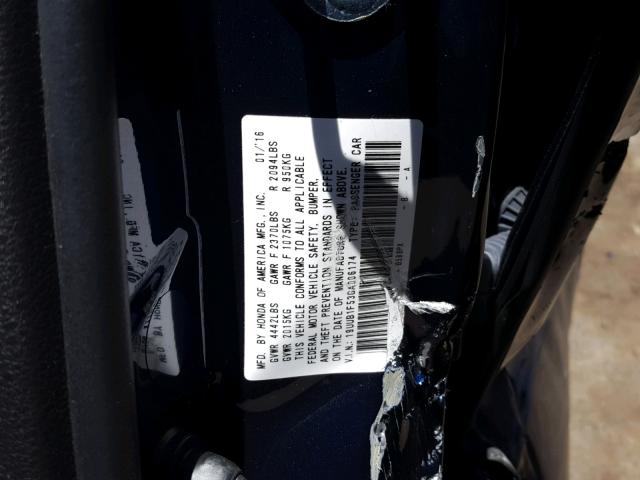19UUB1F53GA006174 - 2016 ACURA TLX TECH BLUE photo 10
