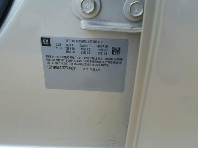 1G11H5SA9DF214691 - 2013 CHEVROLET MALIBU LTZ 银色 照片 10