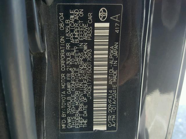 JTKDE177150017093 - 2005 TOYOTA SCION TC 黑色 照片 10