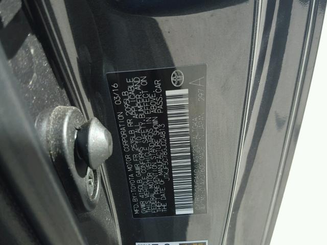 JTKJF5C78GJ024813 - 2016 TOYOTA SCION TC 灰色 照片 10