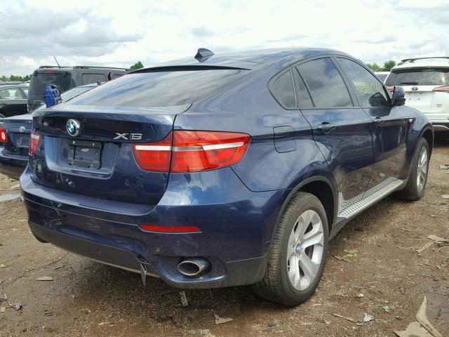 5UXFG2C54E0C45160 - 2014 BMW X6 XDRIVE3 BLUE photo 4