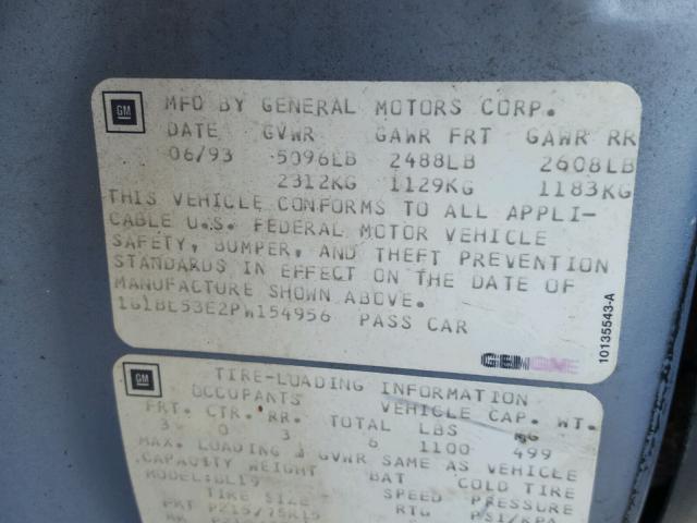 1G1BL53E2PW154956 - 1993 CHEVROLET CAPRICE CL ლურჯი ფოტო 10