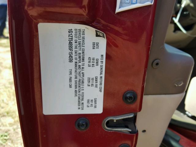 1G1ZT54895F154599 - 2005 CHEVROLET MALIBU LS 红色 照片 10