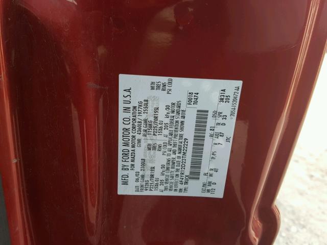 4F4YR12D23TM22229 - 2003 MAZDA B2300 RED photo 10