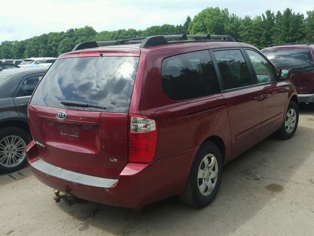 KNDMB233476116080 - 2007 KIA SEDONA EX BURGUNDY photo 4