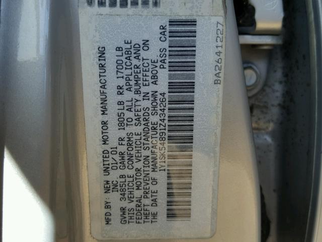 1Y1SK54891Z434264 - 2001 CHEVROLET GEO PRIZM 蓝色 照片 10