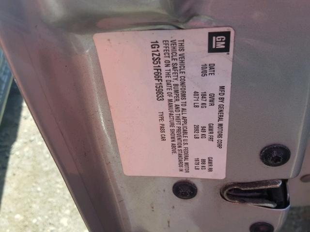 1G1ZS51F66F159833 - 2006 CHEVROLET MALIBU LS SILVER photo 10