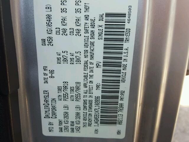 1J4GA591X7L102896 - 2007 JEEP WRANGLER S ვერცხლისფერი ფოტო 10