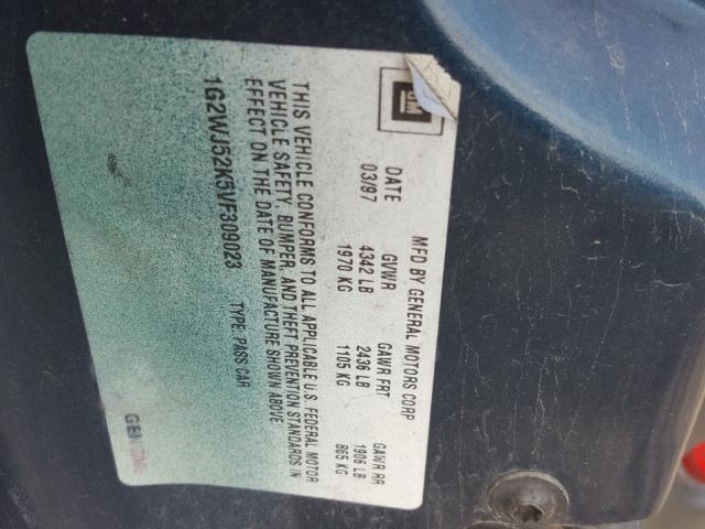 1G2WJ52K5VF309023 - 1997 PONTIAC GRAND PRIX GREEN photo 10