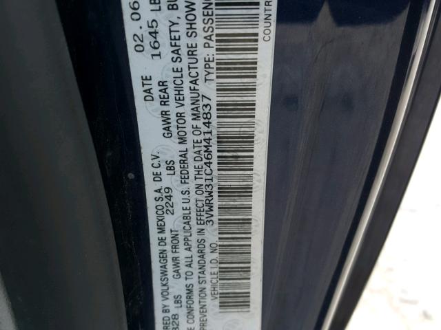 3VWRW31C46M414837 - 2006 VOLKSWAGEN NEW BEETLE ლურჯი ფოტო 10