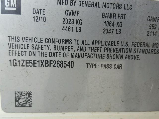 1G1ZE5E1XBF268540 - 2011 CHEVROLET MALIBU LTZ 白色 照片 10