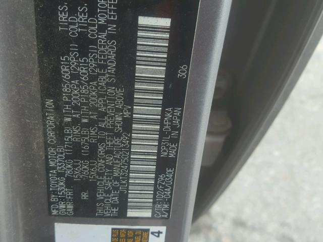 JTLKT324750213492 - 2005 TOYOTA SCION XB Grau Foto 10