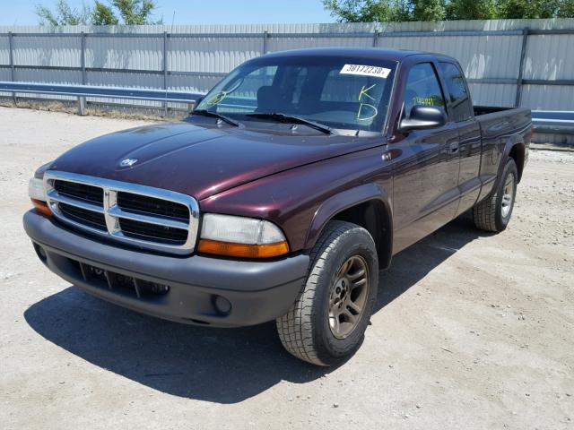 1D7GL12K04S591201 - 2004 DODGE DAKOTA SXT BURGUNDY photo 2