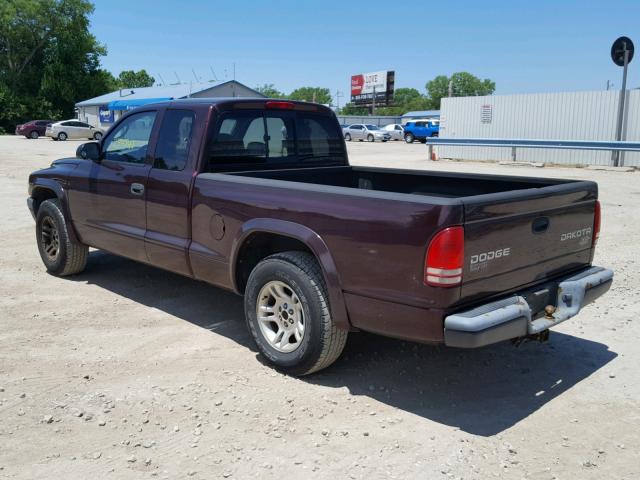 1D7GL12K04S591201 - 2004 DODGE DAKOTA SXT BURGUNDY photo 3