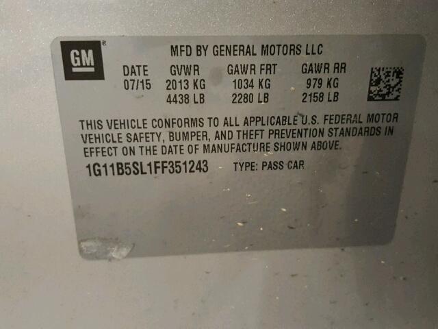 1G11B5SL1FF351243 - 2015 CHEVROLET MALIBU LS SILVER photo 10