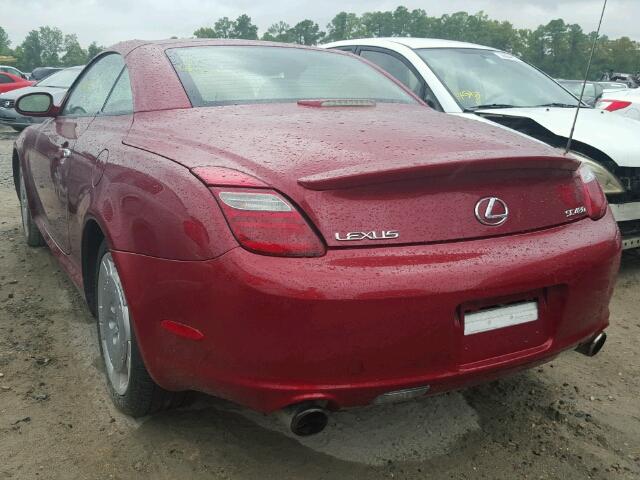 JTHFN45Y579012568 - 2007 LEXUS SC 430 RED photo 3