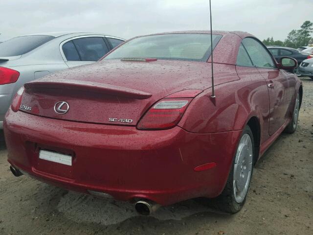 JTHFN45Y579012568 - 2007 LEXUS SC 430 RED photo 4