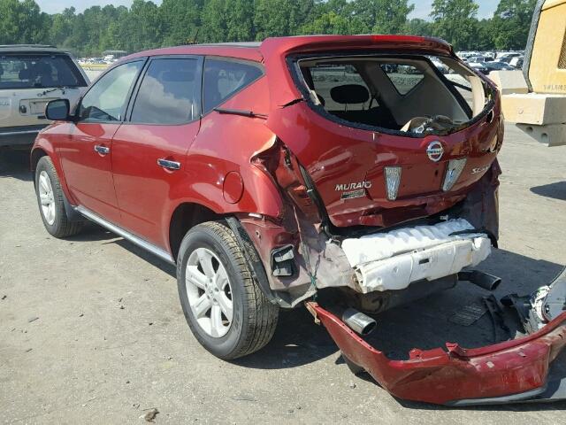 JN8AZ08W96W548849 - 2006 NISSAN MURANO SL RED photo 3