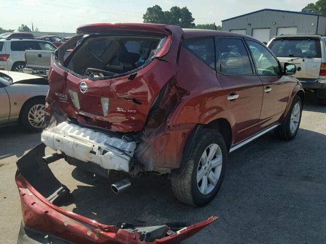 JN8AZ08W96W548849 - 2006 NISSAN MURANO SL RED photo 4