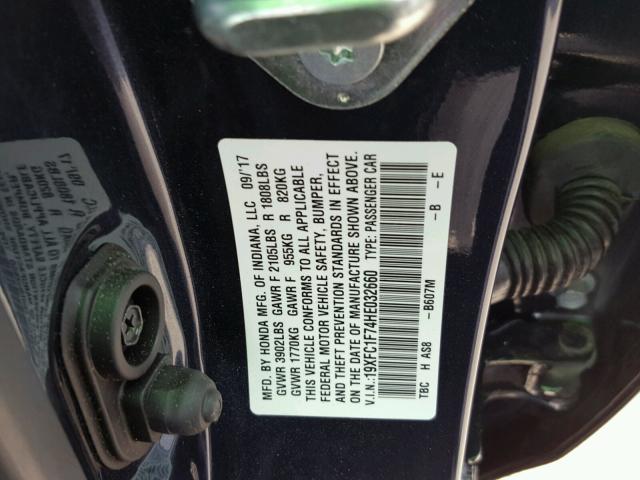 19XFC1F74HE032660 - 2017 HONDA CIVIC EXL Mavi foto 10