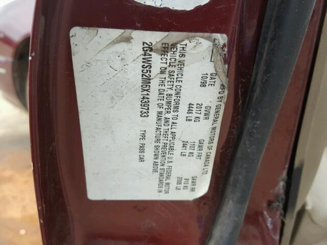 2G4WS52M6X1439733 - 1999 BUICK CENTURY CU BURGUNDY photo 10