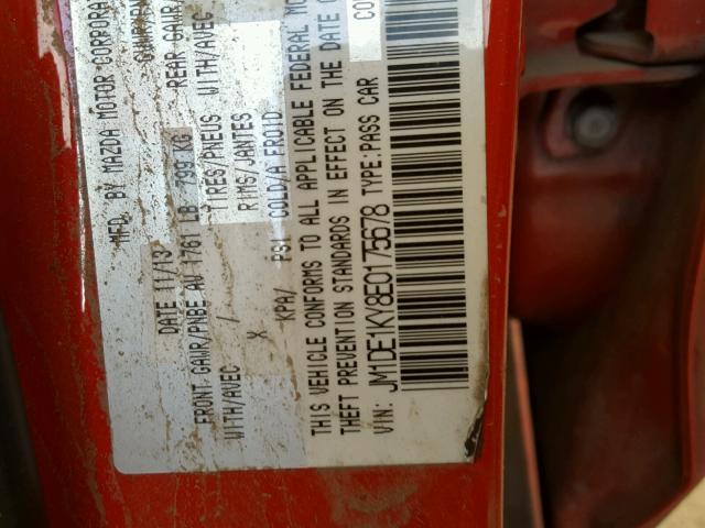 JM1DE1KY8E0175678 - 2014 MAZDA MAZDA2 SPO 红色 照片 10