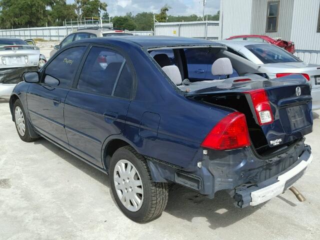 JHMES16525S005574 - 2005 HONDA CIVIC LX BLUE photo 3