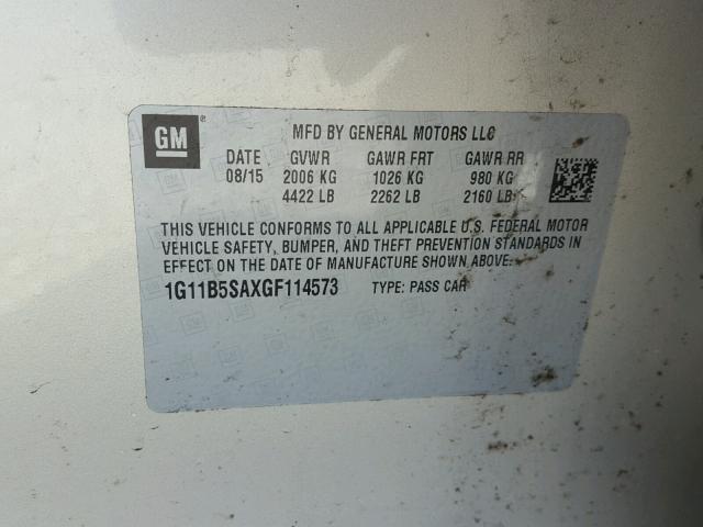 1G11B5SAXGF114573 - 2016 CHEVROLET MALIBU LIM 金色 照片 10