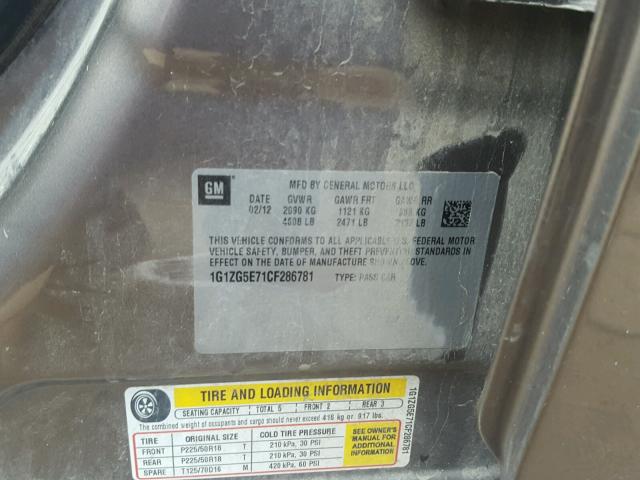 1G1ZG5E71CF286781 - 2012 CHEVROLET MALIBU LTZ 金色 照片 10