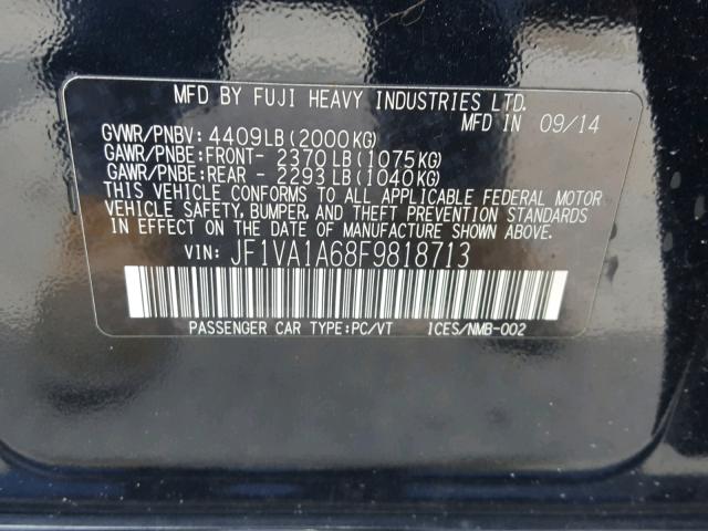 JF1VA1A68F9818713 - 2015 SUBARU WRX BLACK photo 10