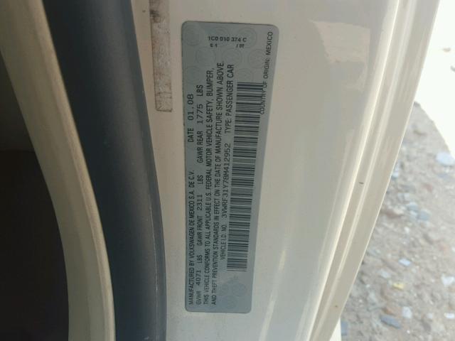 3VWRF31Y78M412952 - 2008 VOLKSWAGEN NEW BEETLE 白色 照片 10