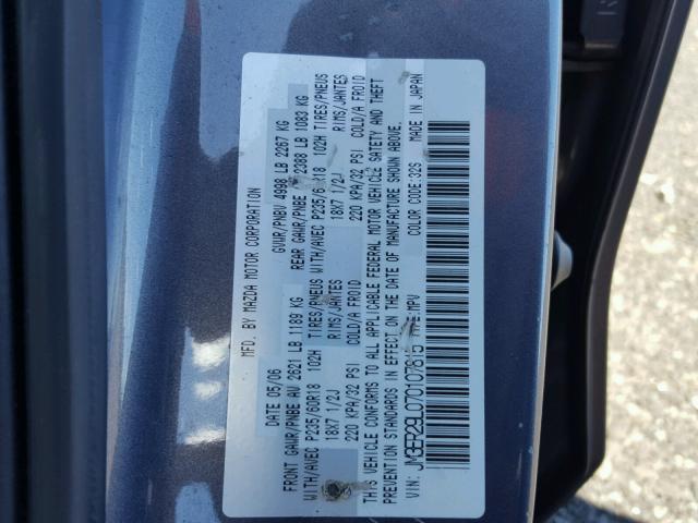 JM3ER29L070107815 - 2007 MAZDA CX-7 GRAY photo 10