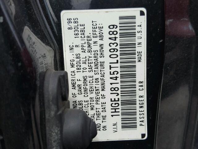 1HGEJ8145TL093489 - 1996 HONDA CIVIC EX BLACK photo 10