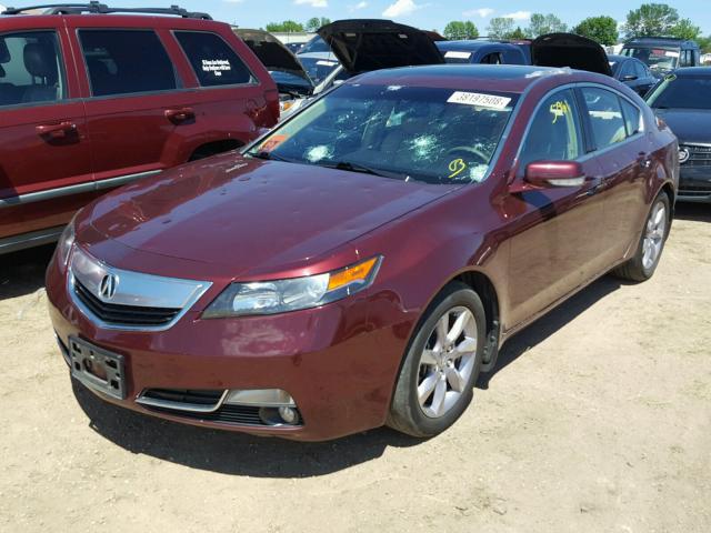 19UUA8F51DA002518 - 2013 ACURA TL TECH MAROON photo 2