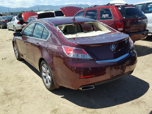 19UUA8F51DA002518 - 2013 ACURA TL TECH MAROON photo 3